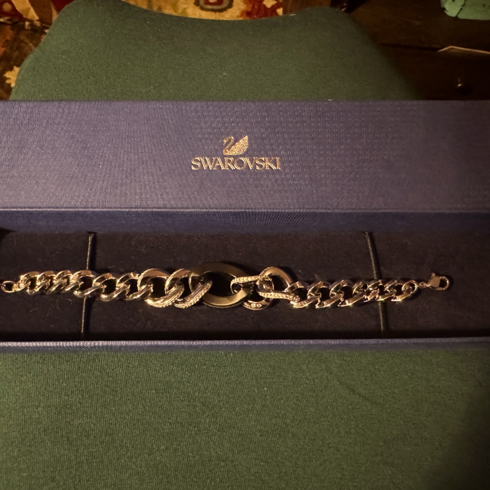 Swarovski silver with black crystal bracelet
